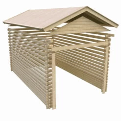Garage En Bois Certifié 13,28m² – Madriers 28mm - Karibu -Outdoor Soldes garage en bois certifie 1328m madriers 28mm karibu 4