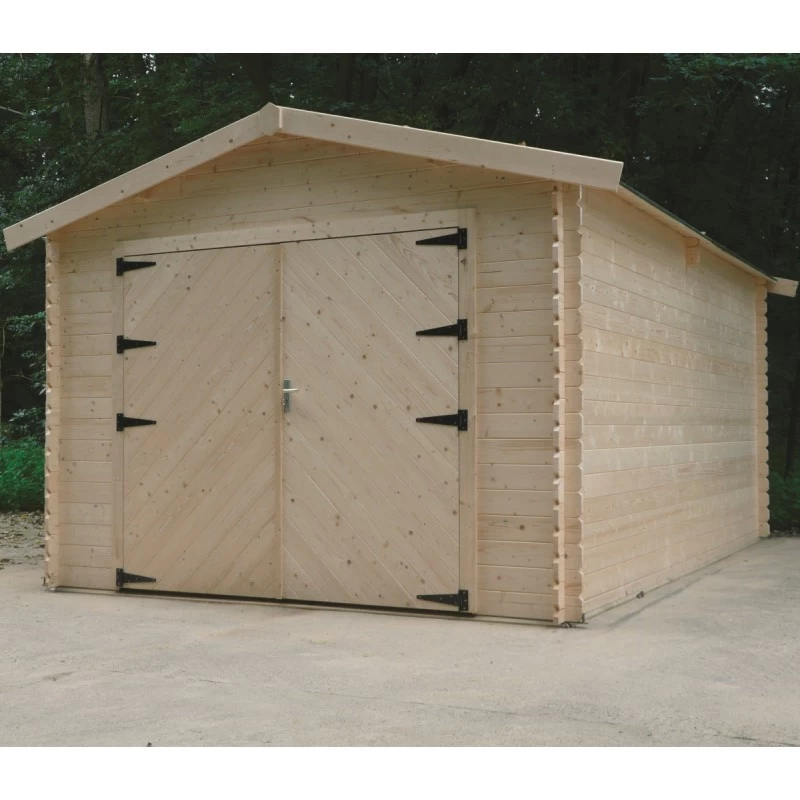 Garage En Bois Massif 18,19m² Madriers 28mm SOLID 1 Garage En Bois Massif 18,19m² Madriers 28mm SOLID