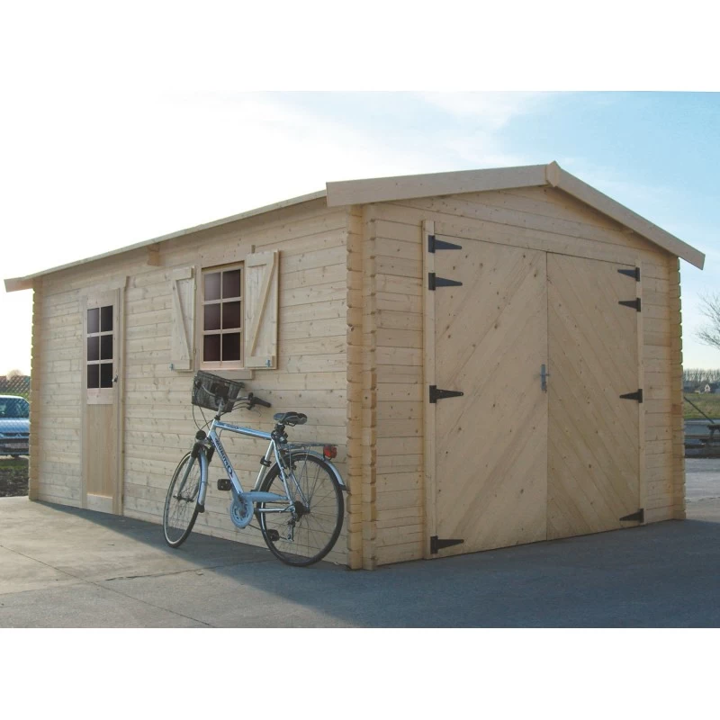 Garage En Bois Massif 19,26m² Madriers 40mm SOLID 1 Garage En Bois Massif 19,26m² Madriers 40mm SOLID