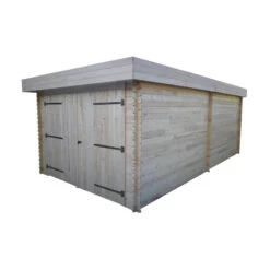 Garage En Bois Massif 21,46m² – Madriers 28mm – Toiture En Bac Acier – Habrita -Outdoor Soldes garage en bois massif 2146m madriers 28mm toiture en bac acier habrita 2