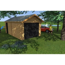 Garage En Bois Massif 24,23m² – Madriers 60mm – Habrita -Outdoor Soldes garage en bois massif 2423m madriers 60mm habrita 2