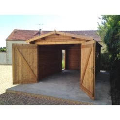 Garage En Bois Massif 40mm Traité Teinté Marron Gardy Shelter -Outdoor Soldes garage en bois massif 40mm traite teinte marron gardy shelter 3
