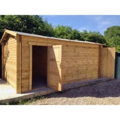 Garage En Bois Massif 40mm Traité Teinté Marron Gardy Shelter -Outdoor Soldes garage en bois massif 40mm traite teinte marron gardy shelter 4