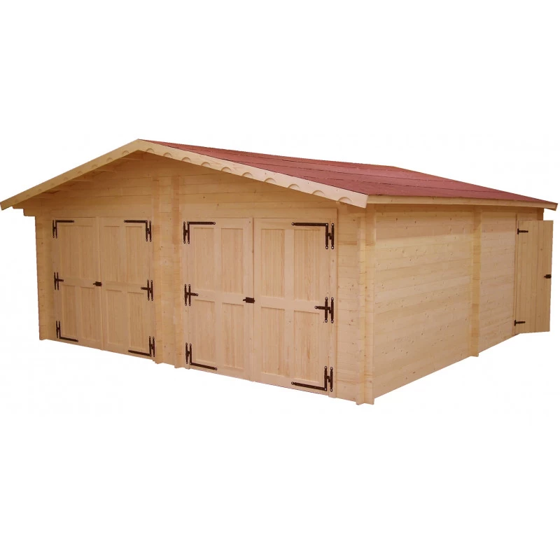 Garage Double En Bois Massif 42,16m² – Madriers 60mm – Habrita 1 Garage Double En Bois Massif 42,16m² – Madriers 60mm – Habrita