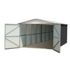 Garage Métal Anthracite 15,50m² + Kit D'ancrage Inclus - YARDMASTER