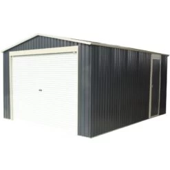 Garage Métal Anthracite 19,52m² Porte Enroulable + Kit D'ancrage X-METAL