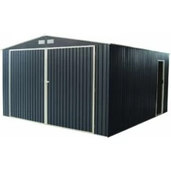 Garage Métal Anthracite Double Portes 19,61m² + Kit D'ancrage X-METAL