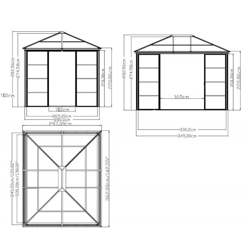Jardin D’hiver Castel 362x298cm En Aluminium Et Polycarbonate Avec Stores – SOJAG 2 Jardin D’hiver Castel 362x298cm En Aluminium Et Polycarbonate Avec Stores – SOJAG – Image 2