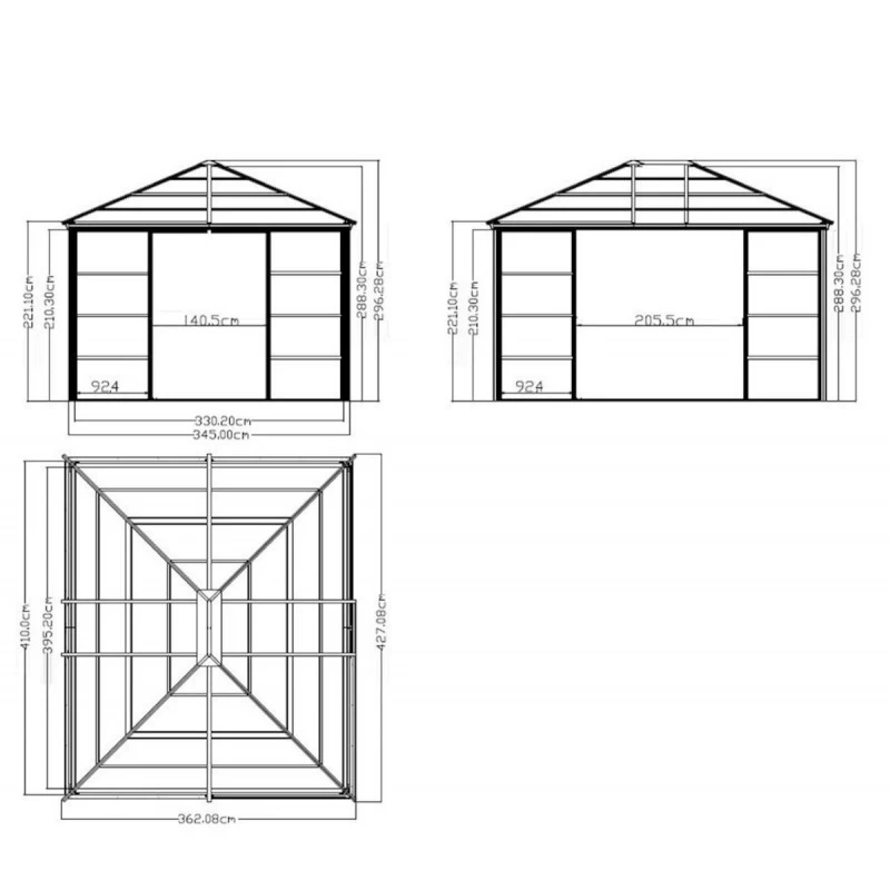 Jardin D’hiver Castel 362x427cm En Aluminium Et Polycarbonate Avec Stores – SOJAG 3 Jardin D’hiver Castel 362x427cm En Aluminium Et Polycarbonate Avec Stores – SOJAG – Image 3