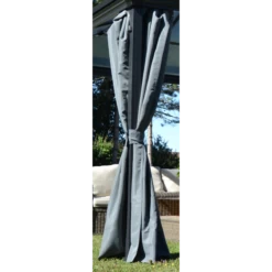 Kit De 4 Rideaux En Polyester Gris Anthracite Pour Pergola Gaïa - Couleurs Du Monde