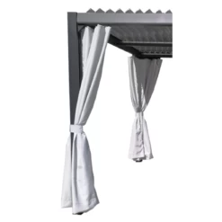 Kit De 4 Rideaux En Polyester Gris Perle Pour Pergola Denver - Couleurs Du Monde