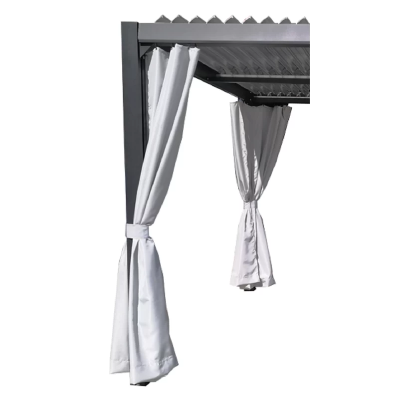 Kit De 4 Rideaux En Polyester Gris Perle Pour Pergola Denver - Couleurs Du Monde 1 Kit De 4 Rideaux En Polyester Gris Perle Pour Pergola Denver - Couleurs Du Monde