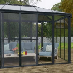 Moustiquaire Pour Vérandas Sanremo Et Ledro En Alu Gris Et Polyester - Canopia -Outdoor Soldes moustiquaire pour verandas sanremo en alu gris et polyester canopia 4