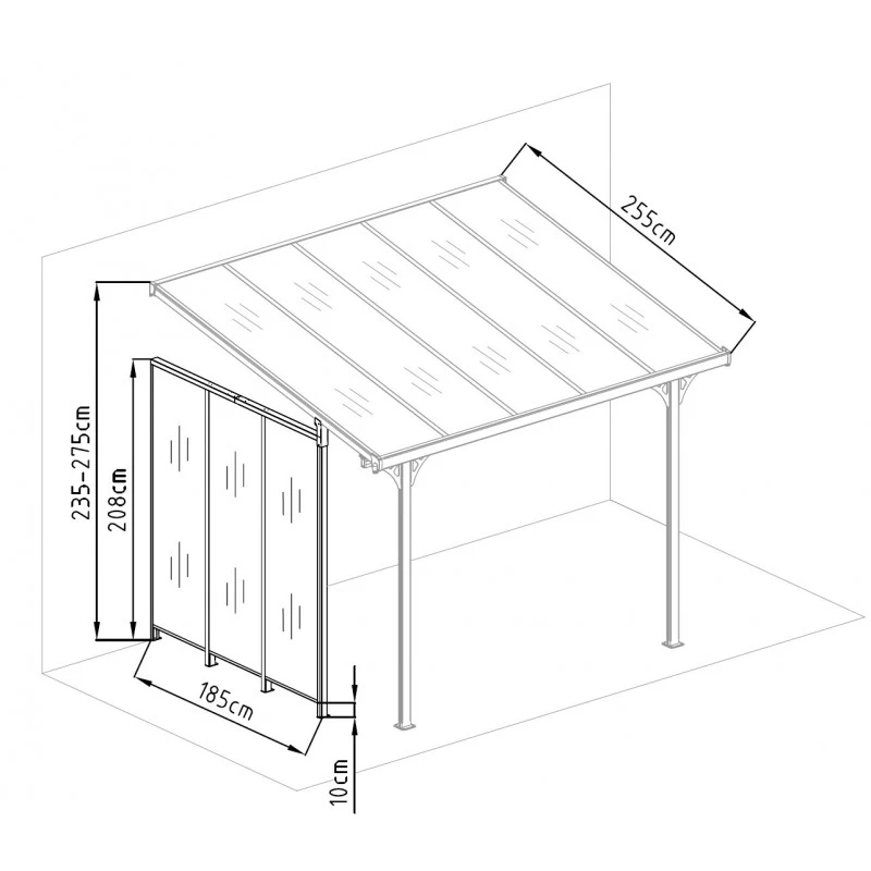 Panneau Latéral En Aluminium Et PC 4mm Pour Toit De Terrasse Anthracite 2,5m X-METAL 3 Panneau Latéral En Aluminium Et PC 4mm Pour Toit De Terrasse Anthracite 2,5m X-METAL – Image 3