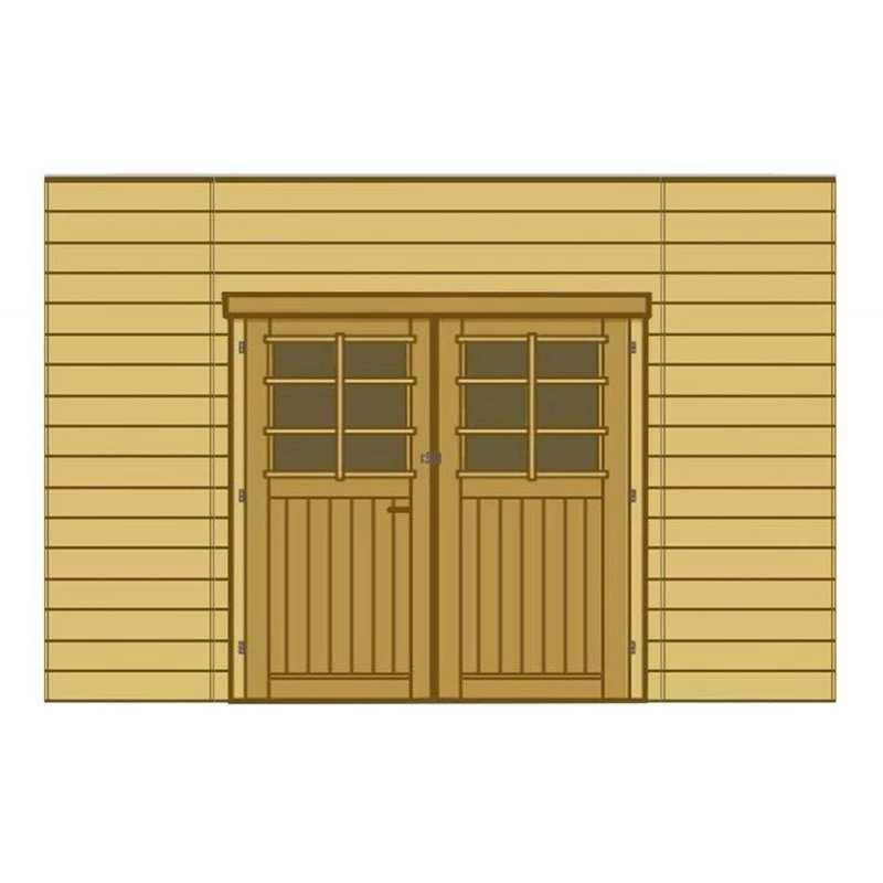 Paroi Frontale Avec Double Porte 390x245cm Pour Carport Modulable En Bois Traité Autoclave - SOLID 1 Paroi Frontale Avec Double Porte 390x245cm Pour Carport Modulable En Bois Traité Autoclave - SOLID