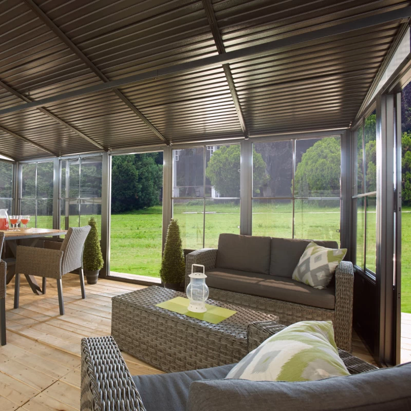 Pavillon Adossé Charlestone 309x502cm En Aluminium Et Acier Galvanisé - SOJAG 2 Pavillon Adossé Charlestone 309x502cm En Aluminium Et Acier Galvanisé - SOJAG – Image 2