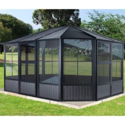 Pavillon Charlestone 384x384cm En Aluminium Et Acier Galvanisé - SOJAG -Outdoor Soldes pavillon charlestone 384x384cm en aluminium et polycarbonate sojag 2