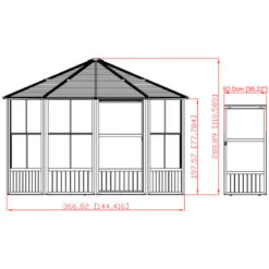 Pavillon Charlestone 384x384cm En Aluminium Et Acier Galvanisé - SOJAG -Outdoor Soldes pavillon charlestone 384x384cm en aluminium et polycarbonate sojag 3