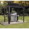 Pergola 2x3m Messina BBQ En Alu Anthracite Et Acier Galvanisé - SOJAG