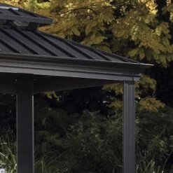 Pergola 2x3m Messina BBQ En Alu Anthracite Et Acier Galvanisé - SOJAG -Outdoor Soldes pergola 2x3m messina en alu gris anthracite et acier galvanise sojag 1 4