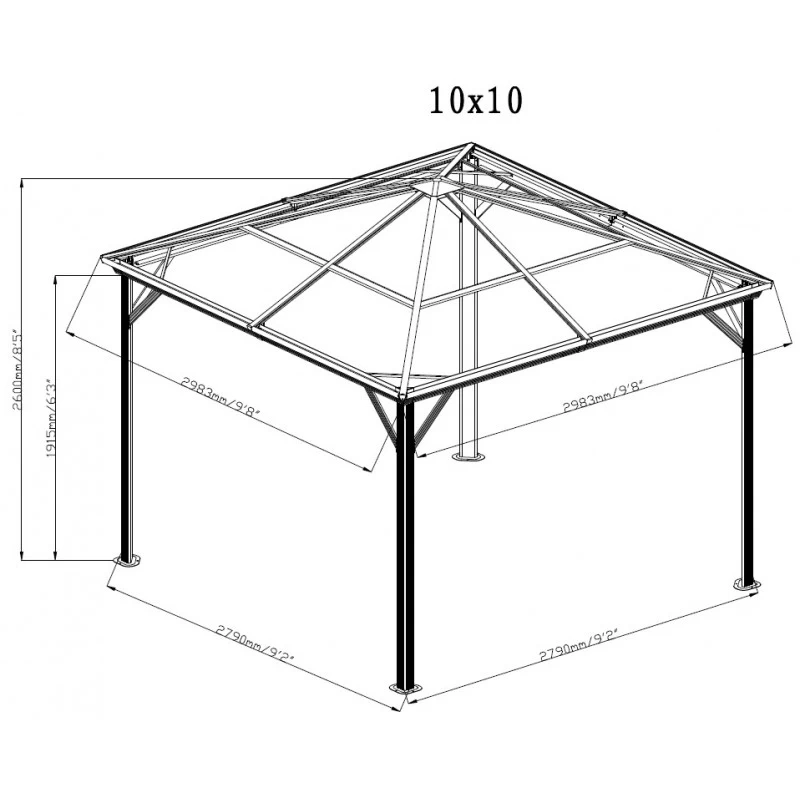 Pergola 3x3m Verona En Alu Anthracite Et Polycarbonate 6mm - SOJAG 3 Pergola 3x3m Verona En Alu Anthracite Et Polycarbonate 6mm - SOJAG – Image 3