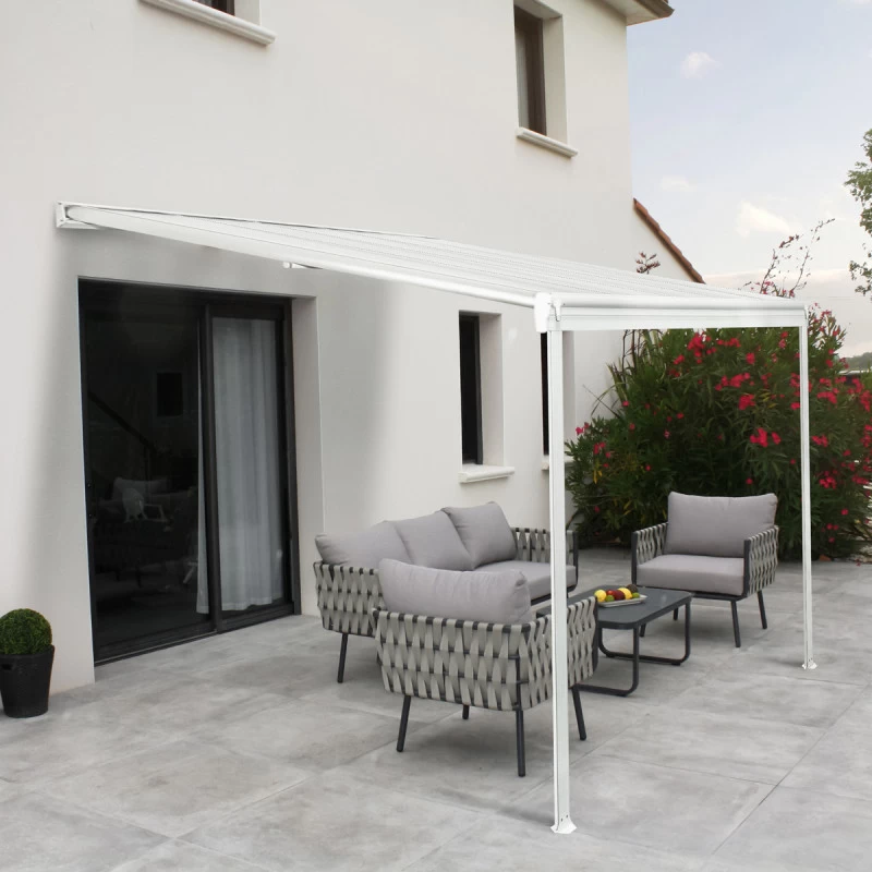 Pergola Adossée 300x300cm En Aluminium Blanc Et Polycarbonate 4mm CIELO - DCB Garden 1 Pergola Adossée 300x300cm En Aluminium Blanc Et Polycarbonate 4mm CIELO - DCB Garden