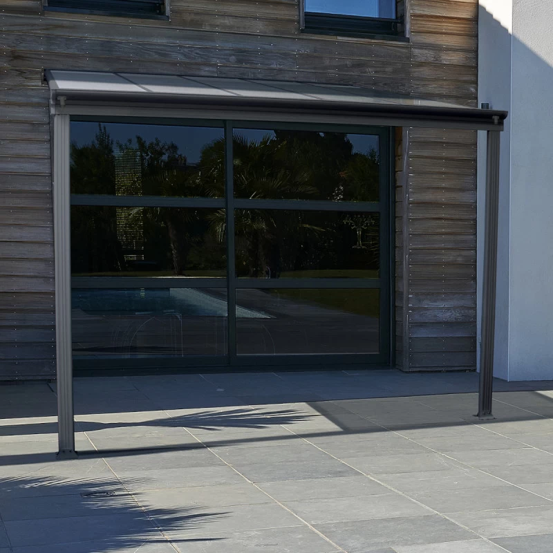 Pergola Adossée 300x300cm En Aluminium Noir Et Polycarbonate 4mm CIELO - DCB Garden 6 Pergola Adossée 300x300cm En Aluminium Noir Et Polycarbonate 4mm CIELO - DCB Garden – Image 6