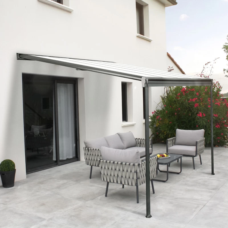 Pergola Adossée 300x300cm En Aluminium Noir Et Polycarbonate 4mm CIELO - DCB Garden 1 Pergola Adossée 300x300cm En Aluminium Noir Et Polycarbonate 4mm CIELO - DCB Garden