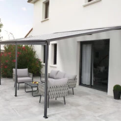 Pergola Adossée 435x300cm En Aluminium Noir Et Polycarbonate 4mm CIELO - DCB Garden