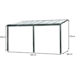 Pergola Adossée 435x300cm En Aluminium Noir Et Polycarbonate 4mm CIELO - DCB Garden -Outdoor Soldes pergola adossee 435x300cm en aluminium noir et polycarbonate 4mm cielo dcb garden 3