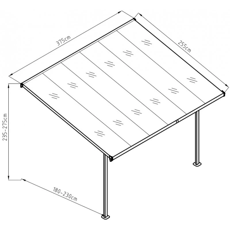 Pergola Adossée Ajustable - Toit De Terrasse En Alu 3,75x2,55m X-METAL 3 Pergola Adossée Ajustable - Toit De Terrasse En Alu 3,75x2,55m X-METAL – Image 3
