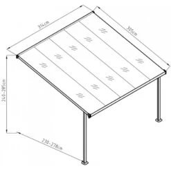 Pergola Adossée Ajustable - Toit De Terrasse En Alu 3,05x3,14m X-METAL -Outdoor Soldes pergola adossee ajustable toit de terrasse en alu 305x314m x metal 2