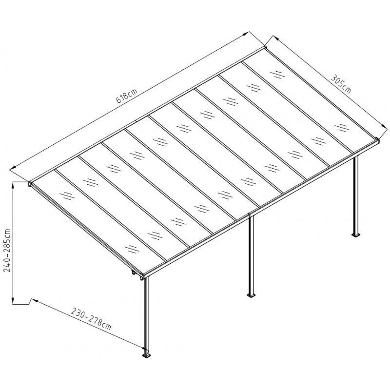 Pergola Adossée Ajustable - Toit De Terrasse En Alu 3,05x6,18m X-METAL 3 Pergola Adossée Ajustable - Toit De Terrasse En Alu 3,05x6,18m X-METAL – Image 3