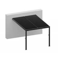Pergola Adossée Bioclimatique En Aluminium Gris Anthracite 400x400cm Avec Lames Blanches ODIN - GardenGate
