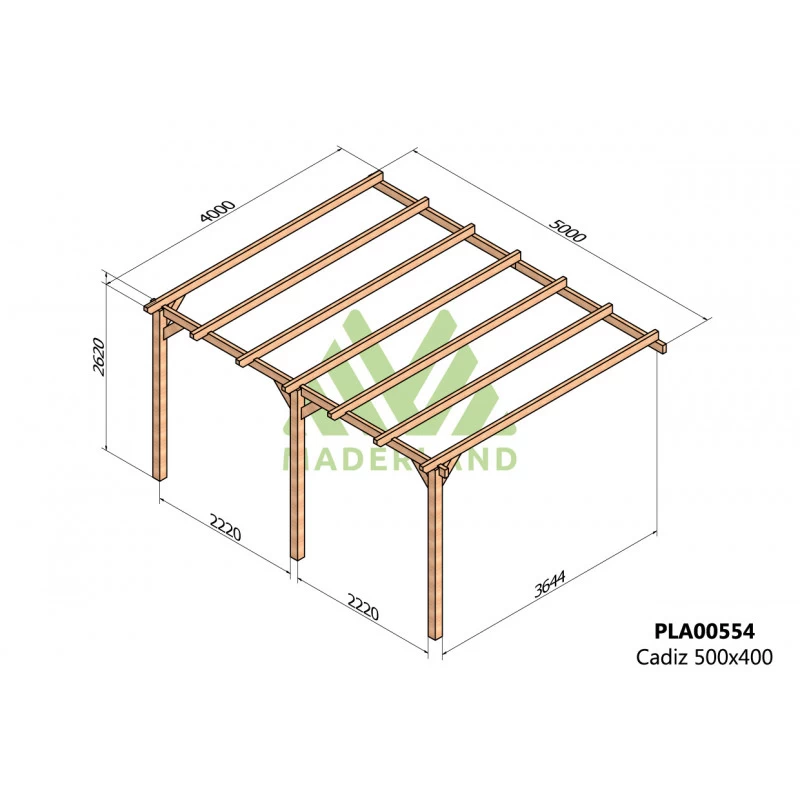 Pergola Adossée En Bois Lamellé-collé 500x400cm Cádiz – Maderland 2 Pergola Adossée En Bois Lamellé-collé 500x400cm Cádiz – Maderland – Image 2