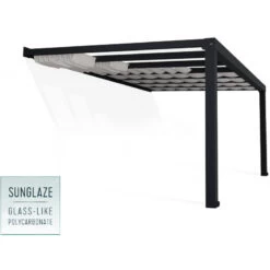 Pergola Adossée Stockholm 350x515cm Aluminium Gris Et Polycarbonate Avec Stores De Toit Rétractables – Palram - Canopia -Outdoor Soldes pergola adossee stockholm 350x515cm aluminium gris et polycarbonate avec stores de toit retractables palram 3