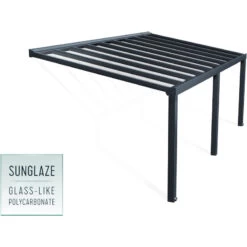 Pergola Adossée Stockholm 350x660cm Aluminium Gris Et Polycarbonate Avec Stores De Toit Rétractables – Palram - Canopia -Outdoor Soldes pergola adossee stockholm 350x660cm aluminium gris et polycarbonate avec stores de toit retractables palram 4