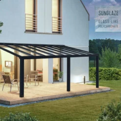 Pergola Adossée Stockholm 350x660cm Aluminium Gris Et Polycarbonate Avec Stores De Toit Rétractables – Palram - Canopia -Outdoor Soldes pergola adossee stockholm 350x660cm aluminium gris et polycarbonate avec stores de toit retractables palram 5