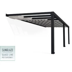 Pergola Adossée Stockholm 350x810cm Aluminium Gris Et Polycarbonate Avec Stores De Toit Rétractables – Palram - Canopia -Outdoor Soldes pergola adossee stockholm 350x810cm aluminium gris et polycarbonate avec stores de toit retractables palram 2