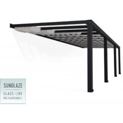 Pergola Adossée Stockholm 350x950cm Aluminium Gris Et Polycarbonate Avec Stores De Toit Rétractables – Palram - Canopia -Outdoor Soldes pergola adossee stockholm 350x950cm aluminium gris et polycarbonate avec stores de toit retractables palram 2