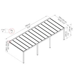 Pergola Adossée Stockholm 350x950cm Aluminium Gris Et Polycarbonate Avec Stores De Toit Rétractables – Palram - Canopia -Outdoor Soldes pergola adossee stockholm 350x950cm aluminium gris et polycarbonate avec stores de toit retractables palram 4