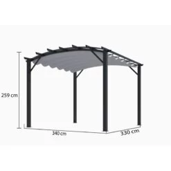 Pergola Arche Aluminium/acier Gris Anthracite 11,22m² Avec Toit En Toile Polyester 280gr/m² Gris HABRITA -Outdoor Soldes pergola arche aluminiumacier gris anthracite 1122m avec toit en toile polyester 280grm gris habrita 2