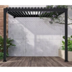 Pergola Bioclimatique Adossée En Alu Anthracite 3x3m Ombrea