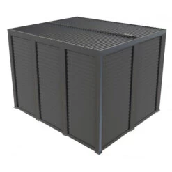 Pergola Bioclimatique Alu Anthracite 10,80m² Toit Avec Lames Ovales Alu + Ventelles Pour Les Côtés 3m Et 3,60m – HABRITA