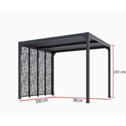 Pergola Bioclimatique Aluminium Anthracite 10,80m² Toit Avec Lames Ovales + 4 Panneaux Moucharabieh Gris Pour Côté 3m HABRITA -Outdoor Soldes pergola bioclimatique aluminium anthracite 1080m toit avec lames ovales 4 panneaux moucharabieh gris pour cote 3m habrita 2
