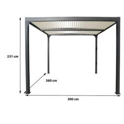 Pergola Bioclimatique Aluminium Anthracite 10,80m² + Toit Avec Lames Ovales écru HABRITA -Outdoor Soldes pergola bioclimatique aluminium anthracite 1080m toit avec lames ovales ecru habrita 2