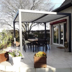 Pergola Bioclimatique Aluminium Anthracite 10,80m² + Toit Avec Lames Ovales écru HABRITA -Outdoor Soldes pergola bioclimatique aluminium anthracite 1080m toit avec lames ovales ecru habrita 3
