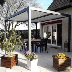 Pergola Bioclimatique Aluminium Anthracite 10,80m² + Toit Avec Lames Ovales écru HABRITA -Outdoor Soldes pergola bioclimatique aluminium anthracite 1080m toit avec lames ovales ecru habrita 5