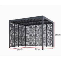 Pergola Bioclimatique Aluminium Anthracite 10,80m² Toit Lames Ovales + Panneaux Moucharabieh Gris Côté 3m+côté 3,60m HABRITA 7 Pergola Bioclimatique Aluminium Anthracite 10,80m² Toit Lames Ovales + Panneaux Moucharabieh Gris Côté 3m+côté 3,60m HABRITA -Outdoor Soldes pergola bioclimatique aluminium anthracite 1080m toit lames ovales panneaux moucharabieh gris cote 3mcote 360m habrita 2