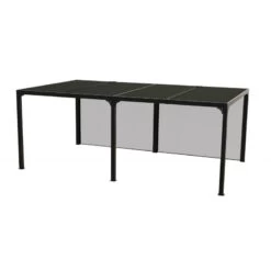 Pergola Bioclimatique Aluminium Anthracite 21,52m² + Toit Avec Lames Ovales + 2 Rideaux Pour Côté 5,98m HABRITA -Outdoor Soldes pergola bioclimatique aluminium anthracite 2152m toit avec lames ovales 2 rideaux pour cote 598m habrita 3